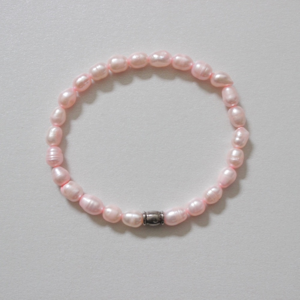 Handmade Women’s Pink Rice Pearl Beaded Bracelet